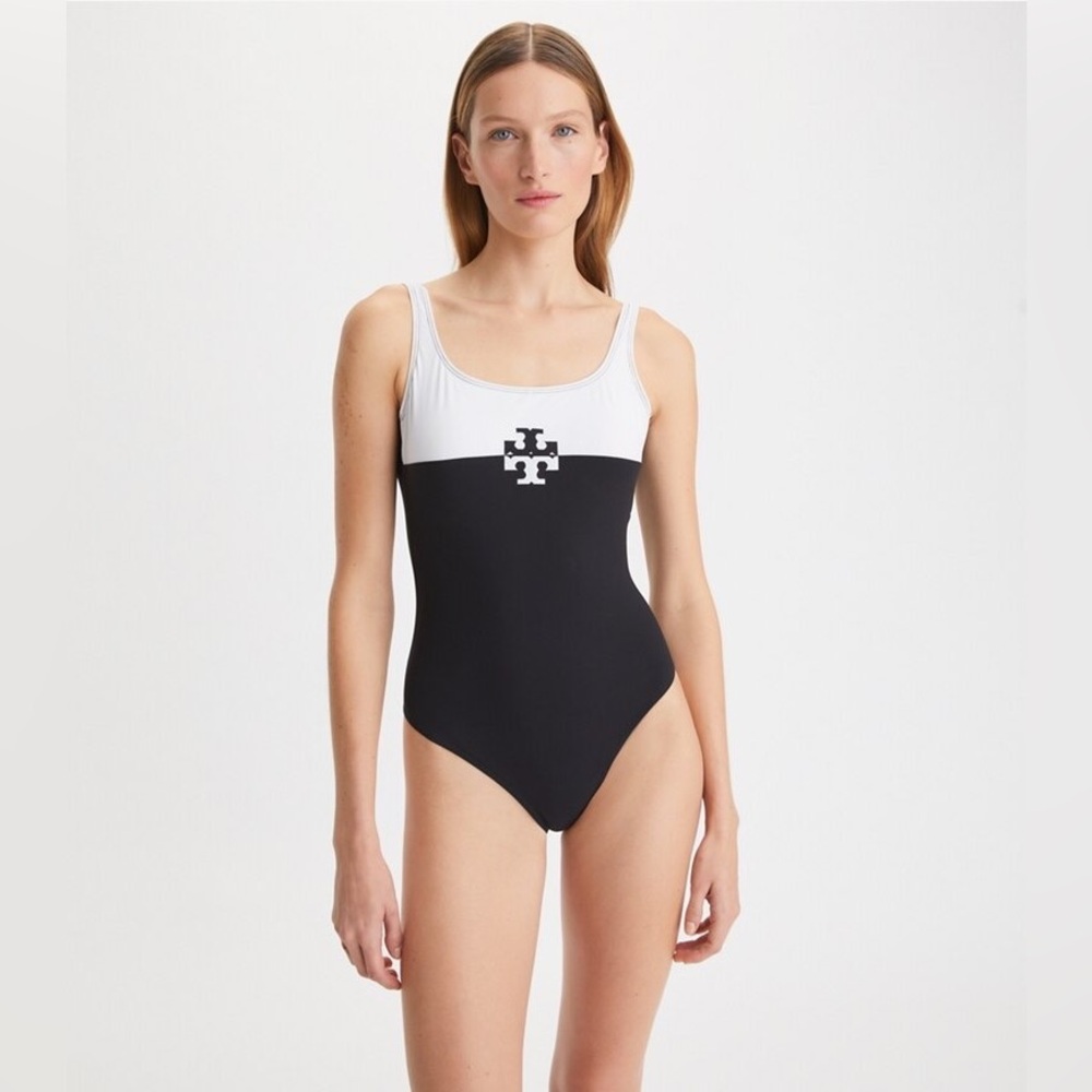 NWT Tory Burch Colorblocked Logo Tank Suit